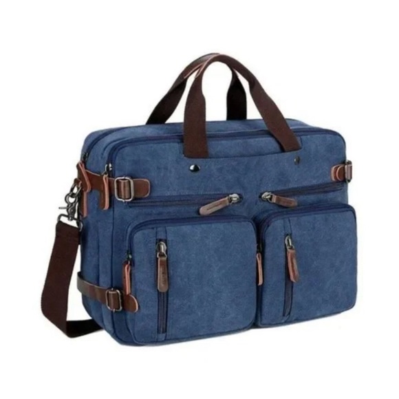 NEW Convertible Briefcase Backpack Blue - Picture 2 of 9